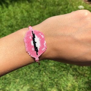 Pink Lips Adjustable Bracelet
